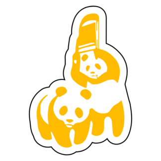 Funny Panda Fight Sticker (Yellow)